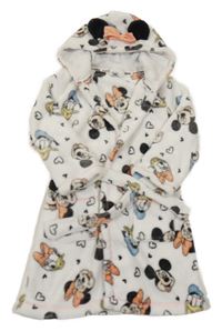 Bílý chlupatý župan s Mickeym a kapucí Disney