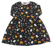 Čierne melírované šaty s halloweenským motívom PEP&CO