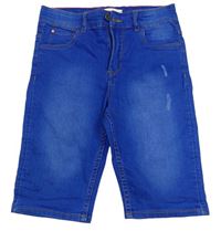 Modré teplákové riflové kraťasy s prošoupáním PREMIUM DENIM 