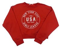 Červená crop mikina s nápismi Candy Couture