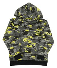Army-čierna mikina so znakom a vreckom a kapucňou zn. FLUID