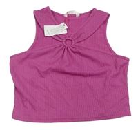 Tmavoružový vzorovaný crop top Candy Couture