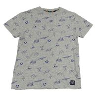 Šedé melírované tričko s obrázky a nápisem - Harry Potter M&S