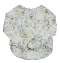 Bílo-světlemodrá květovaná halenka H&M