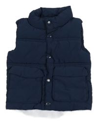 Tmavomodrá prešívaná šušťáková zateplená vesta PRIMARK