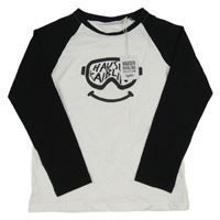 Nové - bielo-čierne tričko s lyžiarskými okuliarmi s nápismi