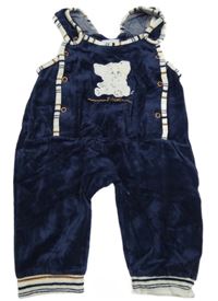 Tmavomodré zamatové na traké tepláky so sloníkem Topolino