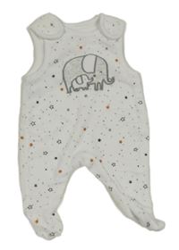 Bílé sametové dupačky se sloníky a hvězdičkami C&A