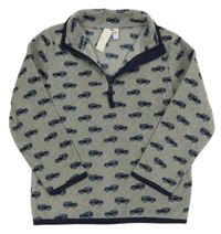 Nové - šedá melírovaná fleecová mikina s auty Topolino