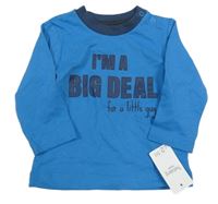 Nové - modro-tmavomodré tričko s nápismi Nutmeg