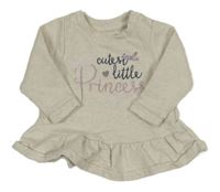 Svetlobéžová melírovaná mikina s nápismi a korunkou a volánikom Nutmeg