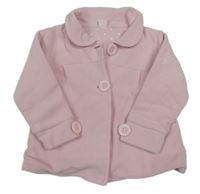 Svetloružový fleecový podšitý kabát s golierikom Smile