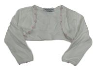 Bílé pletené bolérko s ružovymi bodky baby Graziella