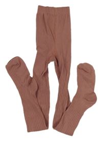 Starorůžové žebrované punčocháče PRIMARK