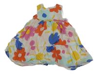 Bílo-barevné květované šaty George