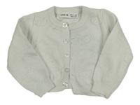 Bílo/světlešedý prepínaci sveter s perforovanými medvedíkmi SHEIN