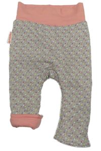 Sivo-broskvové bodkovaná é melírované zateplené tepláky Liegelind