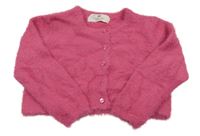 Růžové chlupaté propínací svetrové bolérko H&M