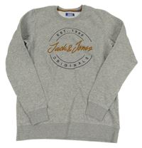 Šedá melírovaná mikina s logem JACK&JONES