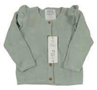 Nové - olivovošedý prepínaci sveter s volánikmi F&F