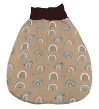 Světlehnědo-tmavovínový podšitý spací pytel s duhami