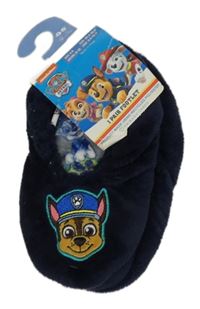 Nové - tmavomodré plyšové zateplené bačkory s PAW PATROL - Chase nickelodeon vel. 26,5-30,5
