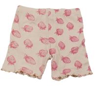 Svetloružové mačkané kraťasy s jahůdkami Topomini
