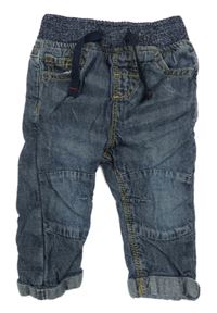 Tmavomodré podšité rifle s úpletovým pasom early days