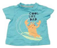 Azurové tričko s humrem a nápisy C&A