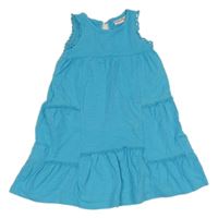 Azurové melírované cargo šaty s čipkovymi volániky Liegelind