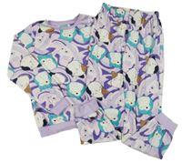 Světlefialovo/růžové plyšové pyžama s SQUISHMALLOWS Tu