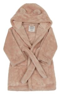 Světlerůžový plyšový župan s kapucí s oušky F&F