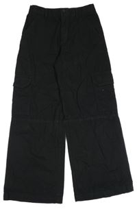 Černé cargo plátěné kalhoty H&M