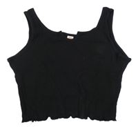 Čierny rebrovaný crop top