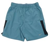 Modrošedo-čierne šušťákové funkčné kraťasy s logom Nike