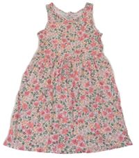 Svetloružové šaty s kvetmi a jahůdkami H&M
