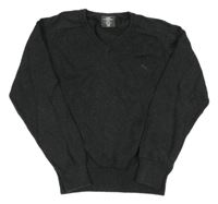 Tmavosivý melírovaný sveter s výšivkou H&M