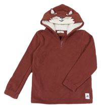 Tmavohnedá fleecová mikina s kapucňou s mačičkou C&A
