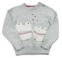 Sivý trblietavý sveter s tučňáky Mothercare