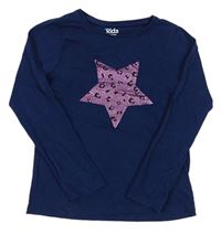 Tmavomodré tričko s hviezdičkou s leopardím vzorom M&S