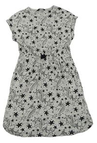 Sivé bavlnené šaty s hviezdičkami a jednorožcami George