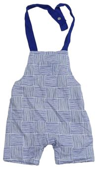 Modro-bílé kostkované bavlněné laclové kraťasy Mothercare