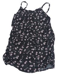 Čierne bodkovaná é ľahké šaty s kvetmi Primark