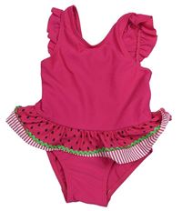 Fuchsiové jednodílné plavky s volánkem Mothercare