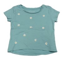 Svetlomodré tričko s výšivkami květů Primark