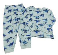 Světlemodré fleecové pyžamo s dinosaury M&S