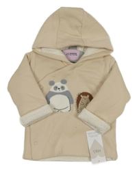 Nové - Béžová zateplená propínací mikina se zvířaty a kapucí M&S