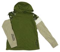 Khaki-pískovo-army triko s kapucí Next