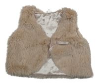 Ružová kožušinová podšitá vesta s mašlou H&M