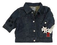 Nové - Tmavomodrá riflová podšitá bunda s nášivkou - 101 dalmatinů Disney